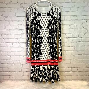 Joseph Ribkoff Black, White, Pink Tunic Dress (unique design) Size 8 X0462